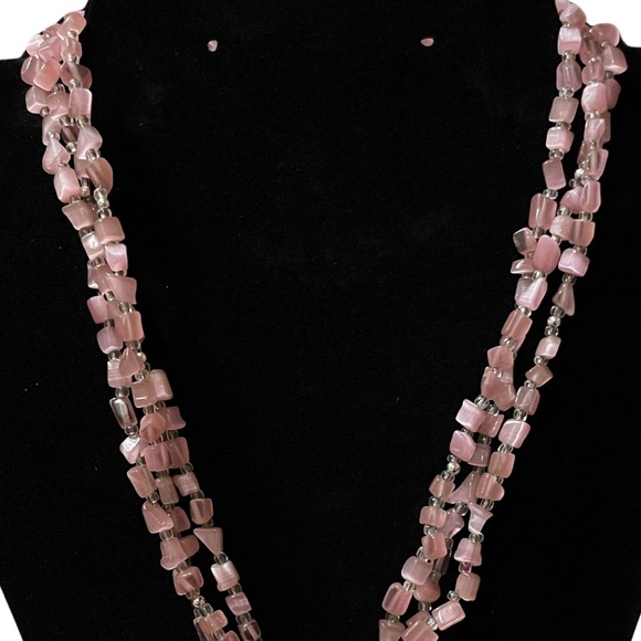 NWOT Premier Designs Pink Quartz Multi-Strand Beaded Necklace - Picture 3 of 4